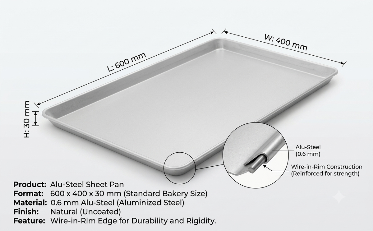 Sovol Alu-Steel Baking Tray Wire In Rim 600 x 400 x 30 mm