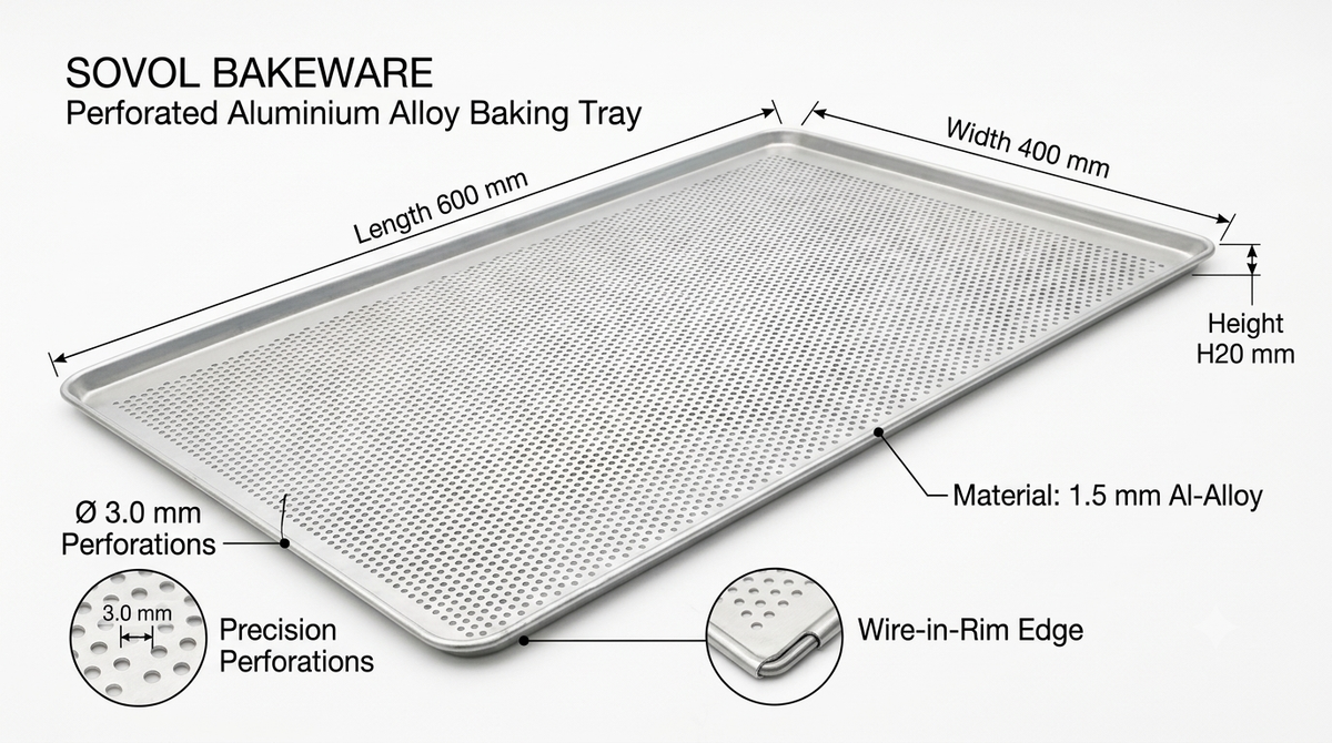 Sovol Perforated Aluminium Baking Tray Wire In Rim 600 x 400 x 20 mm