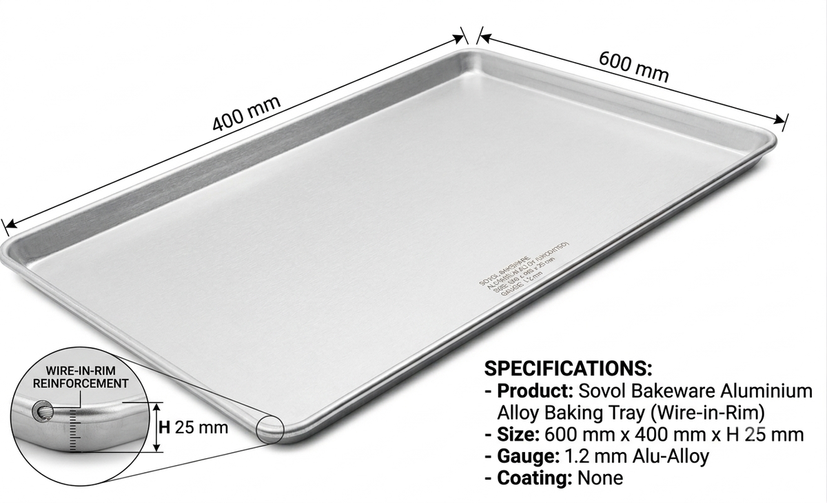 Sovol Aluminium Baking Tray Wire In Rim 600 x 400 x 25 mm